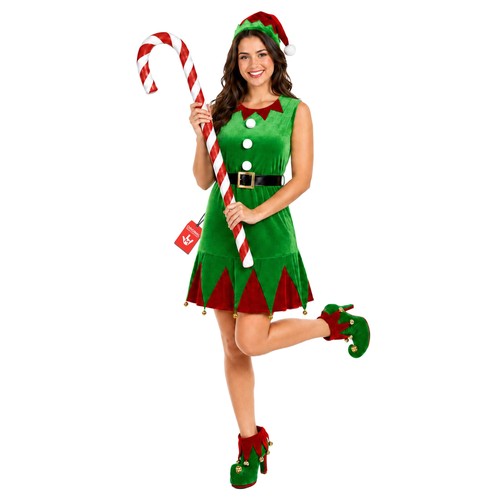 Costume elfo donna rosso verde