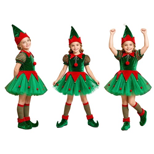 Costume elfo natalizio righe - a,