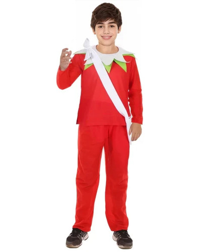 Costume elfo rosso babbo - rosso,